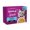 پوچ گربه ویسکاس منتخب انواع ماهی معطر لذیذ در سس سبزیحات پک اورجینال WHISKAS® 1+ Aromatic Seafood Delight Selection In Gravy