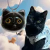 جاکلیدی با مخزن مو طرح صورت گربه Keychain With Cat Hair Container