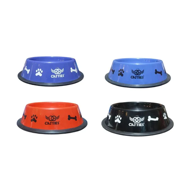 ظرف فلزی لعابدار رنگی CATTIES سایز Catties Bowls for Dogs & Cats-L