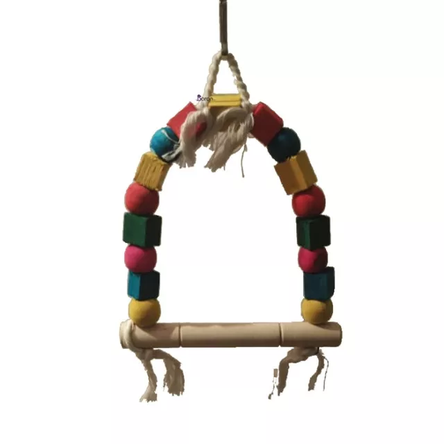 اسباب بازی تاب چوبی رنگارنگ مخصوص پرندگان