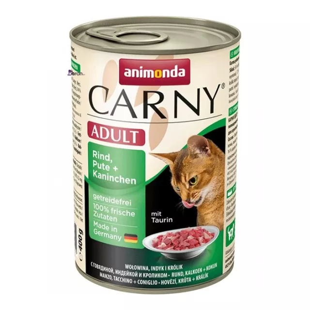 کنسرو گربه کارنی حاوی گوشت گاو ، بوقلمون و خرگوش (400 گرم)