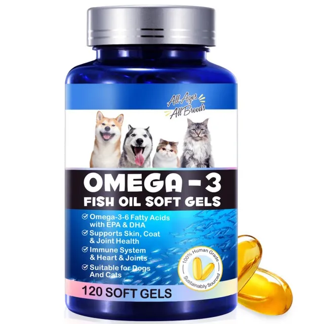 قرص روغن سالمون سگ و گربه اویمال Oimmal Omega-3 Fish Oil Soft Gels