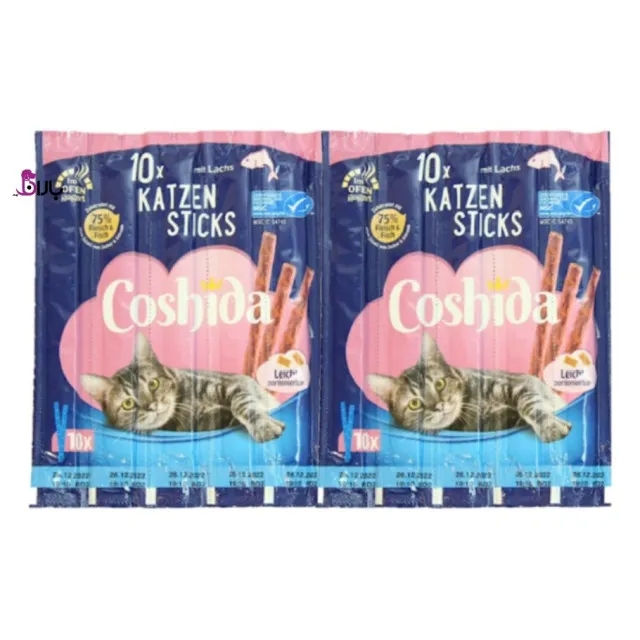 تشویقی مدادی گربه کوشیدا با طعم ماهی Coshida cat sticks mit lachs وزن ۵۰ گرم ( ۱۰ عددی )