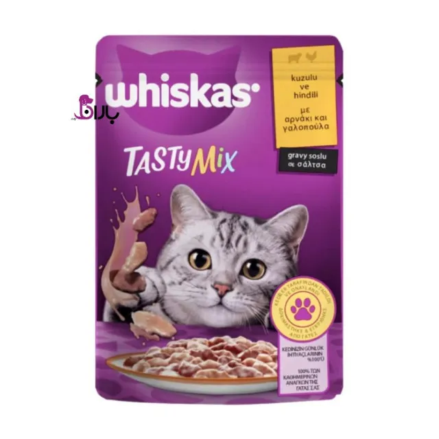 پوچ گربه ویسکاس حاوی بوقلمون و بره در ژله (85 گرم)