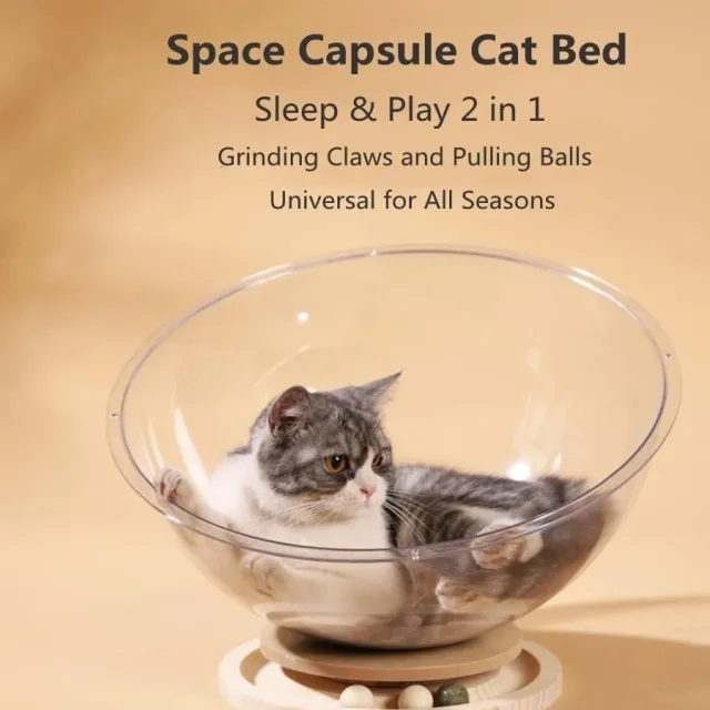 جای خواب شیشه ای گربه مدل فضایی Space Capsule Cat Bed