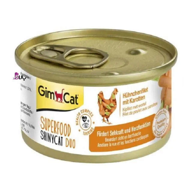 کنسرو گربه جیم کت مدل ShinyCat Duo طعم مرغ و هویج وزن ۷۰ گرم