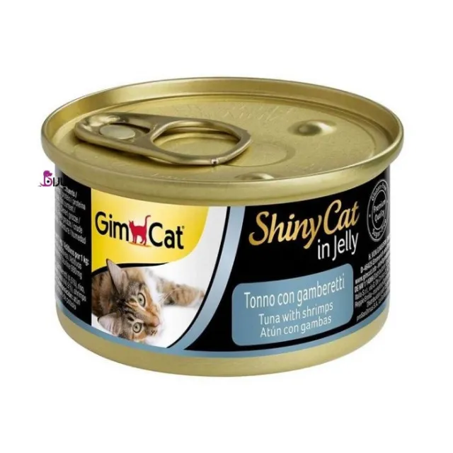 کنسرو گربه جیم کت مدل ShinyCat in Jelly طعم تن و میگو وزن ۷۰ گرم