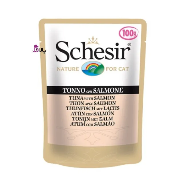پوچ گربه شسیر سالمون و ماهی تن 100 گرمی