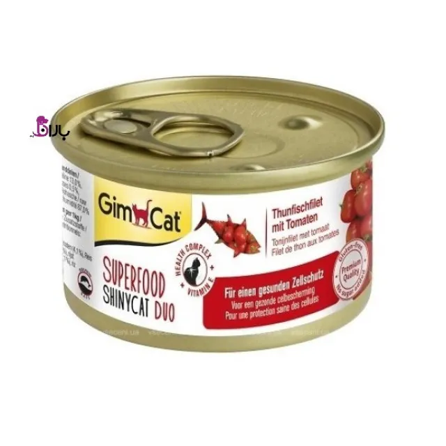کنسرو گربه جیم کت مدل ShinyCat Duo طعم فیله تن و گوجه فرنگی وزن ۷۰ گرم