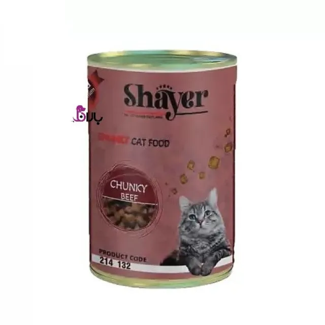 کنسرو غذای گربه شایر با طعم گوشت Shayer Chunky Beef وزن 400 گرم