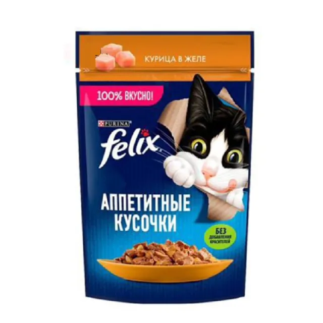 پوچ گربه فلیکس مرغ (85 گرم)