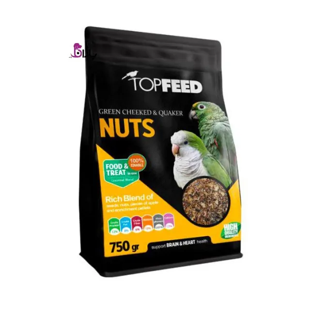 خوراک آجیلی گرین چیک پرندگان تاپ فید Topfeed Green Cheeked & Quaker وزن 750 گرم