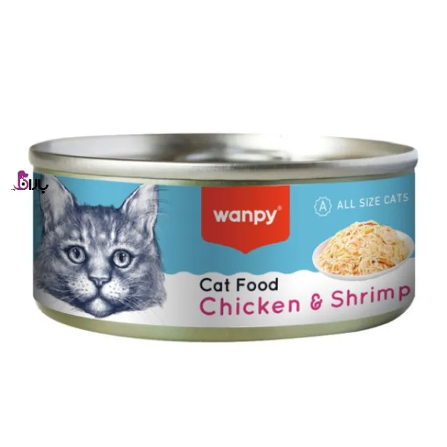 کنسرو گربه ونپی با طعم مرغ و میگو Wanpy chicken & shrimp وزن ۹۵ گرم