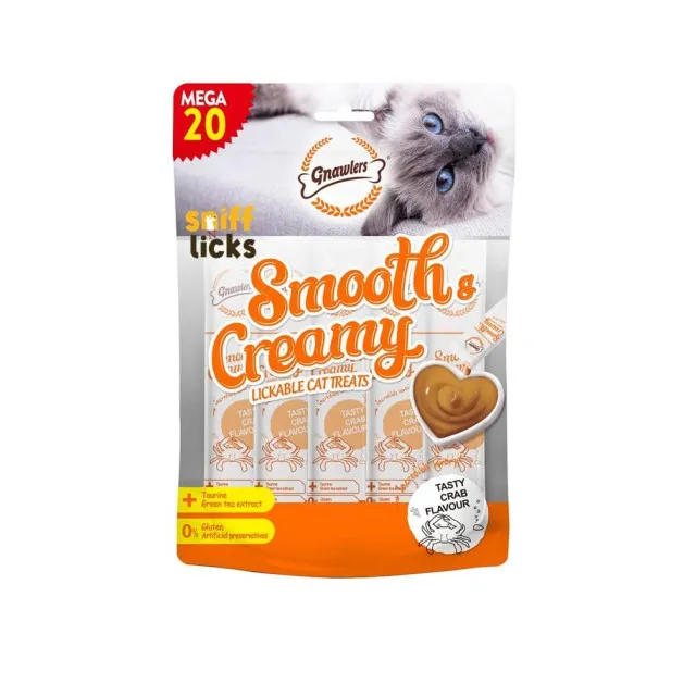 بستنی گربه گنالرز خرچنگ و تورین  Gnawlers Smooth & Creamy Lickable Cat Treat Mix Flavour Mega Pack 15g x 20 pcs