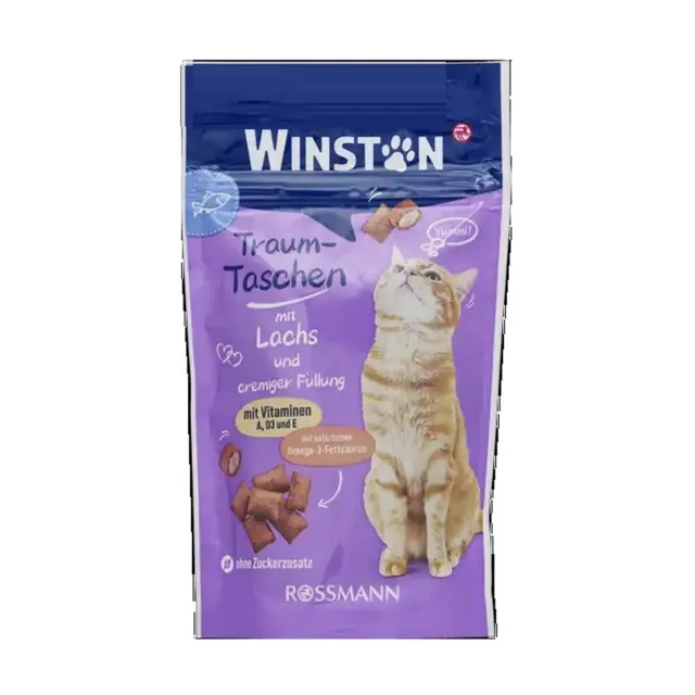 تشویقی بالشتی گربه وینستون ماهی سالمون با خامه ای Winston Cat Treat Salmon With Cream