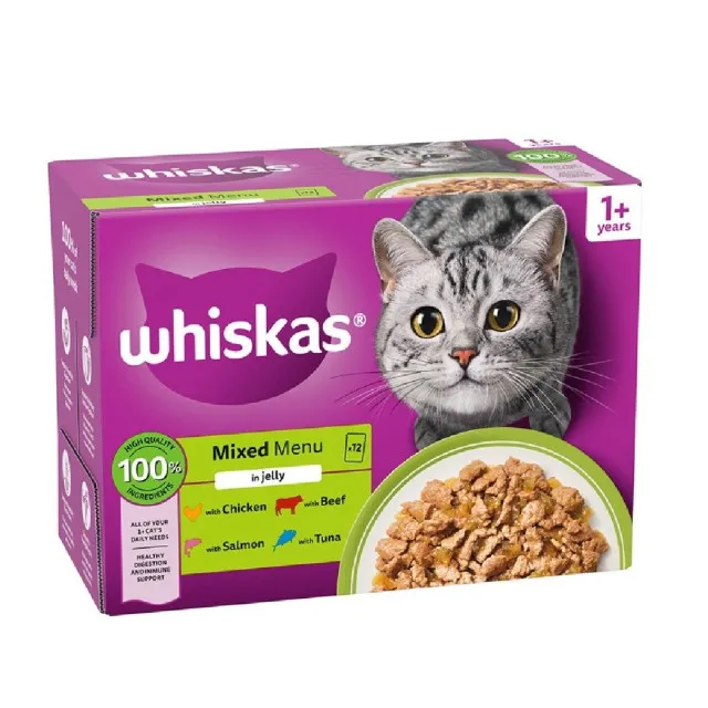  پوچ گربه ویسکاس انواع گوشت در ژله Whiskas Meaty Meals in Jelly 
