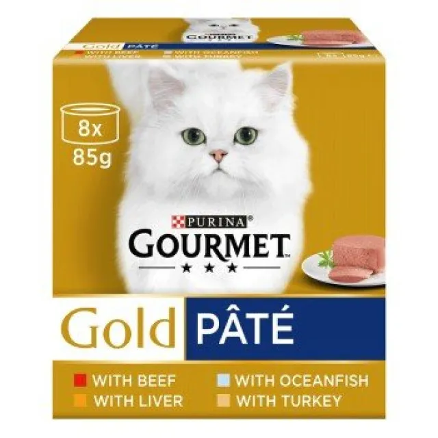 کنسرو پته گورمه گلد پک اورجینال 8 عددی چهار طعم ویژه Purina Gourmet Gold Pate 8× 85g