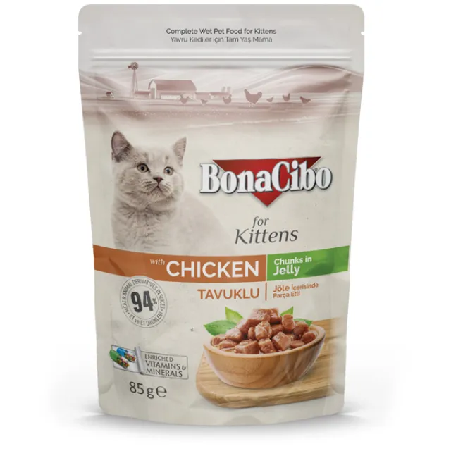 پوچ بچه گربه بوناسیبو حاوی مرغ کیتن : BonaCibo Kitten Chicken