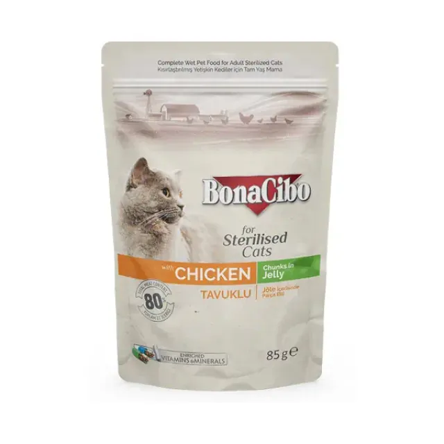 پوچ گربه بوناسیبو گربه عقیم شده مرغ : BonaCibo Cat Sterilised Chicken