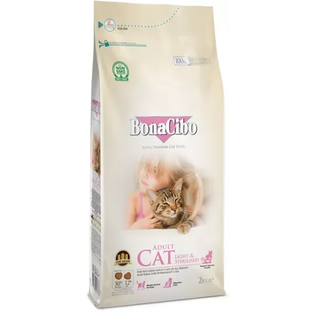 غذای گربه عقیم و یا مستعد چاقی بوناسیبو :: BonaCibo Cat Light & Sterilised