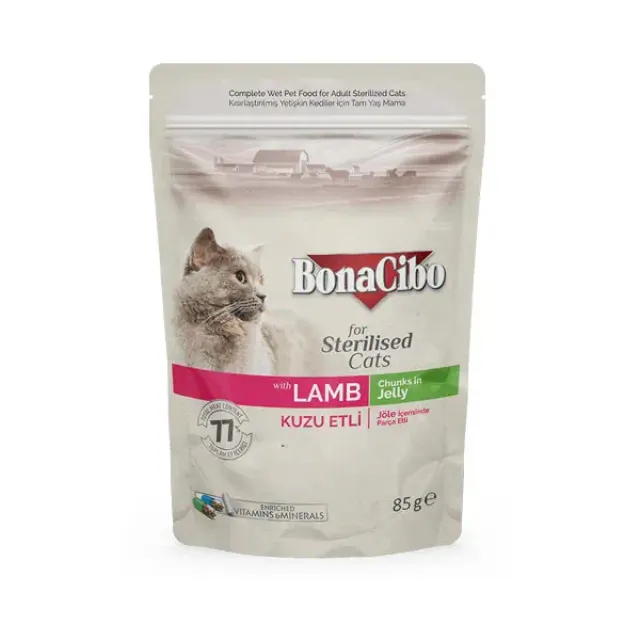 پوچ گربه بوناسیبو گربه عقیم بره : BonaCibo Cat Lamb