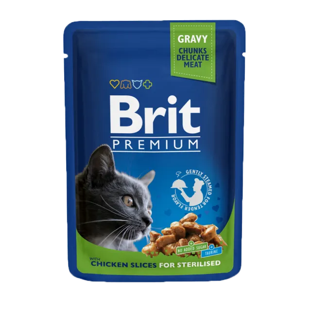 پوچ گربه عقیم برایت حاوی مرغ | Brit Premium Cat Pouch with Chicken slices for Sterilised