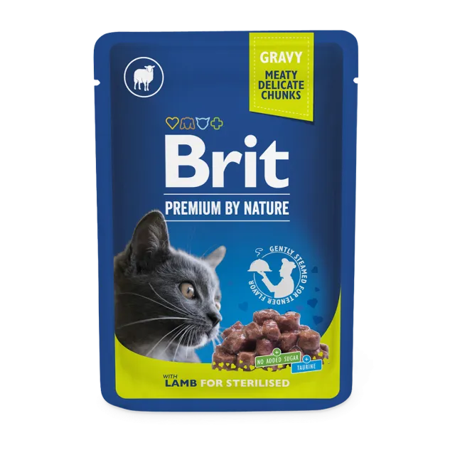 پوچ گربه عقیم برایت حاوی بره | Brit Premium Cat Pouch with Lamb slices for Sterilised
