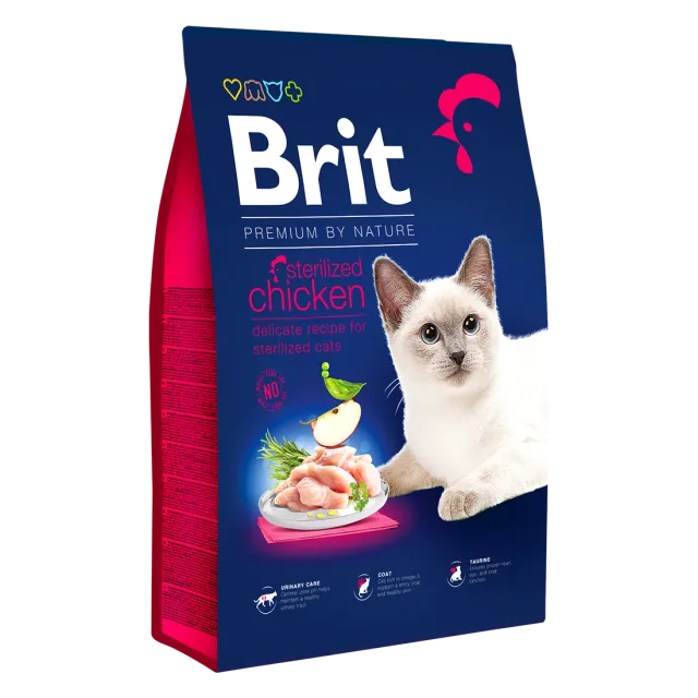 غذای خشک گربه عقیم شده بریت مرغ |Brit Premium Sterilized Adult Chicken 1.5kg