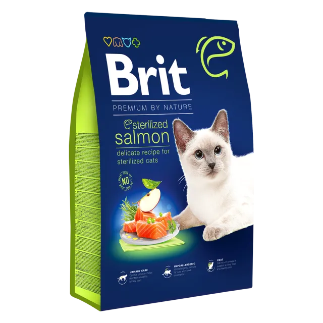 غذای گربه بالغ عقیم شده بریت سالمون |Brit Premium Cat Sterilized Adult Salmon 1.5kg