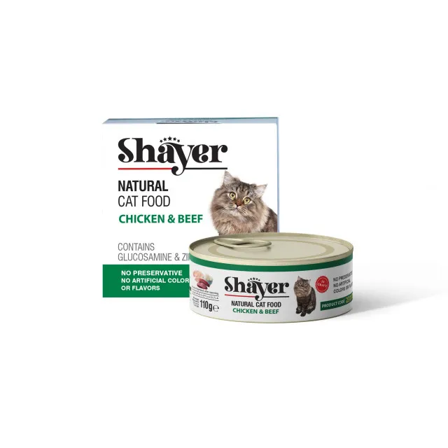 کنسرو نچرال گربه شایر مرغ و گوشت : Shayer Chicken & Beef
