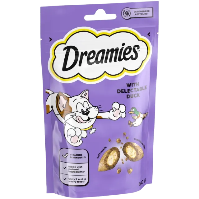 تشویقی گربه دریمیز حاوی گوشت اردک | Dreamies Cat Treat with Duck 60g