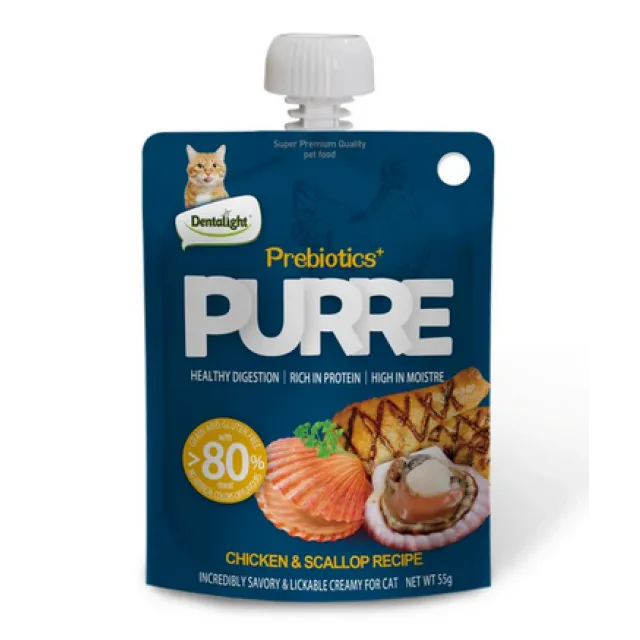 پودینگ گربه دنتالایت مرغ و صدف Dentalight Purre Prebiotics Creamy Cat Treats – Chicken & Scallop Flavour-55g