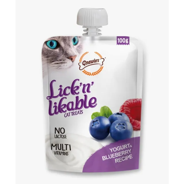 تشویقی گربه پودینگ ماست و بلوبری گنالرز :: Gnawlers Lickable Yogurt & Blueberry