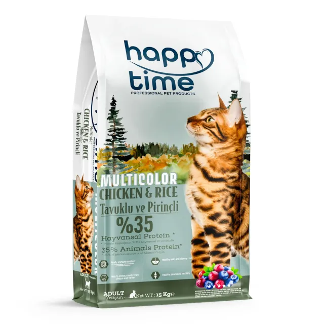 غذای گربه هپی تایم مولتی کالر Happy Time Adult Cat Gourmet Chicken