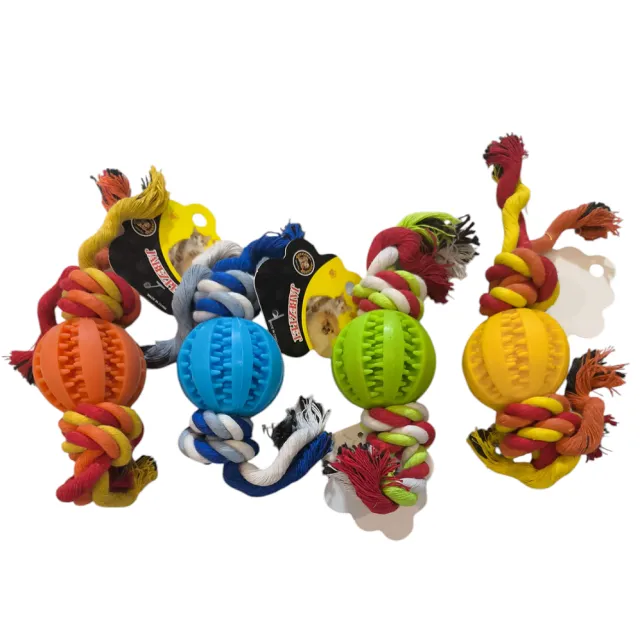 توپ سیلیکونی تشویقی خور سگ و گربه 5 سانت همراه با بند  Treat feeder Pet Ball 5cm With Rope