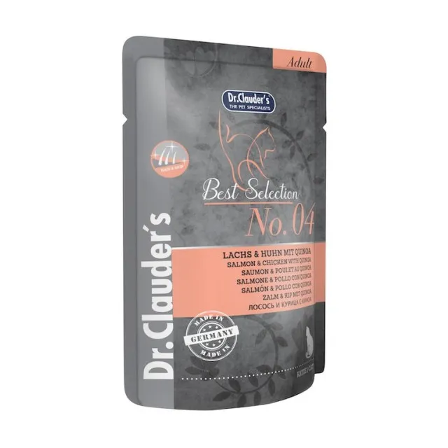 پوچ گربه دکتر کلادرز سالمون و مرغ همراه با کینووا Dr. Clauder's Best selection Adult Salmon & Chicken With Quinoa NO.4