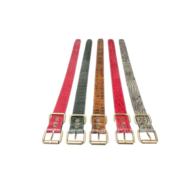 قلاده گردنی چرم سگ طرح پوست ماری سایز بزرگ Leather Pet Collar Size L 