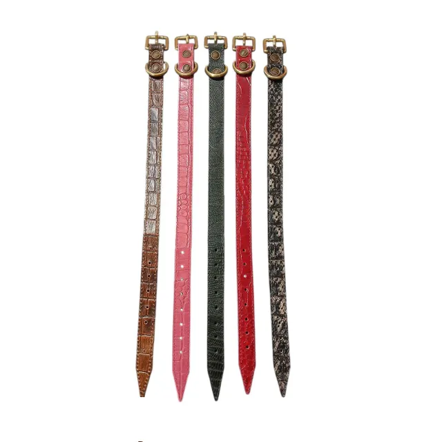 قلاده گردنی چرم سگ طرح پوست ماری سایز متوسط Leather Pet Collar Size M 
