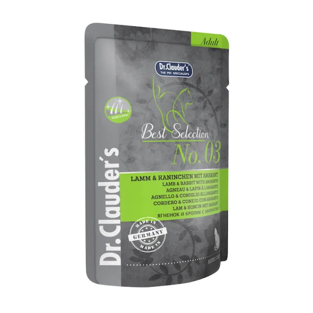 پوچ گربه دکتر کلادرز بره و حرگوش همراه با آمارانت  Dr. Clauder's Best selection Adult Lamb & Rabbit With Amaranth NO.3