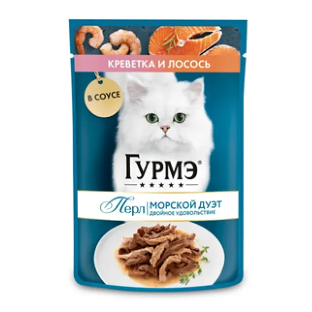 پوچ گربه گورمه پرله سالمون و میگو Purina Gourmet Perle Pouch Salmon & Shrimps