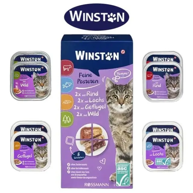ووم گربه وینستون مولتی پک Winston Feine Pasteten Mit (Rind, Lachs, Geflugel, Wild)