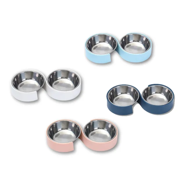 ظرف استیل دوقلو طرح S Saas Dual Feeding bowl