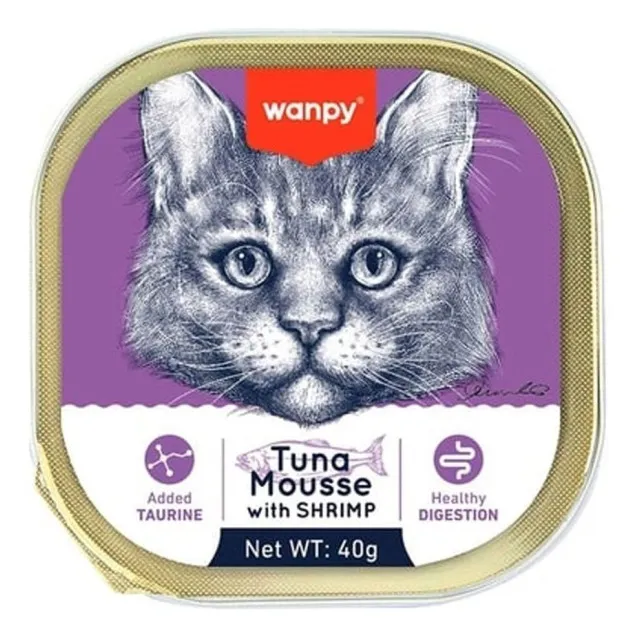 ووم گربه ونپی با طعم ماهی تن و میگو Wanpy Tuna Mousse With Shrimp 40g