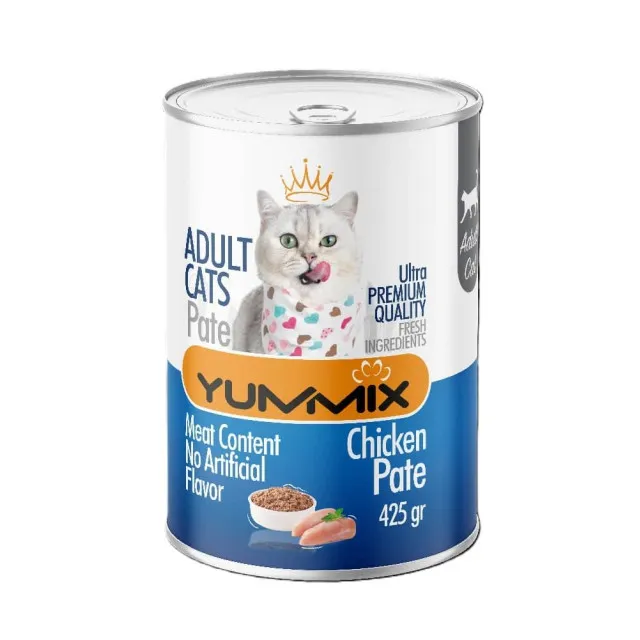 کنسرو پته گربه بالغ یامیکس مرغ  Yummix Adult Cat Pate Chicken 425g