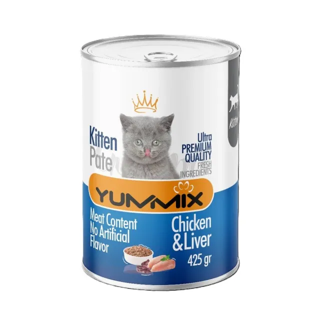 کنسرو پته بچه گربه یامیکس مرغ و جگر  Yummix Kitten Pate Chicken & Liver 425g