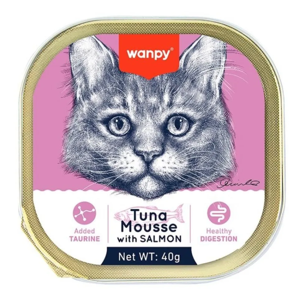 ووم گربه ونپی با طعم ماهی تن و سالمون Wanpy Tuna Mousse With Salmon 40g