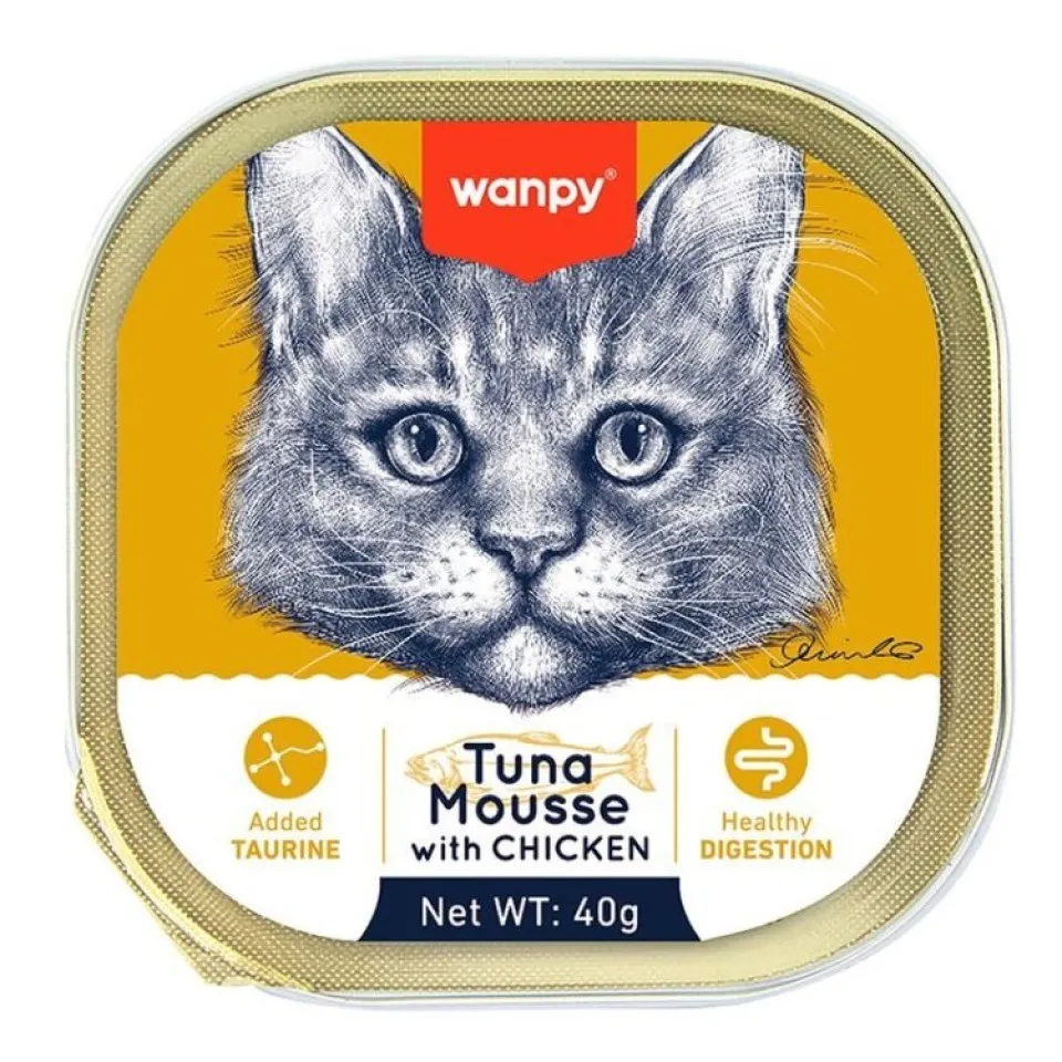 ووم گربه ونپی با طعم ماهی تن و مرغ Wanpy Tuna Mousse With Chicken 40g