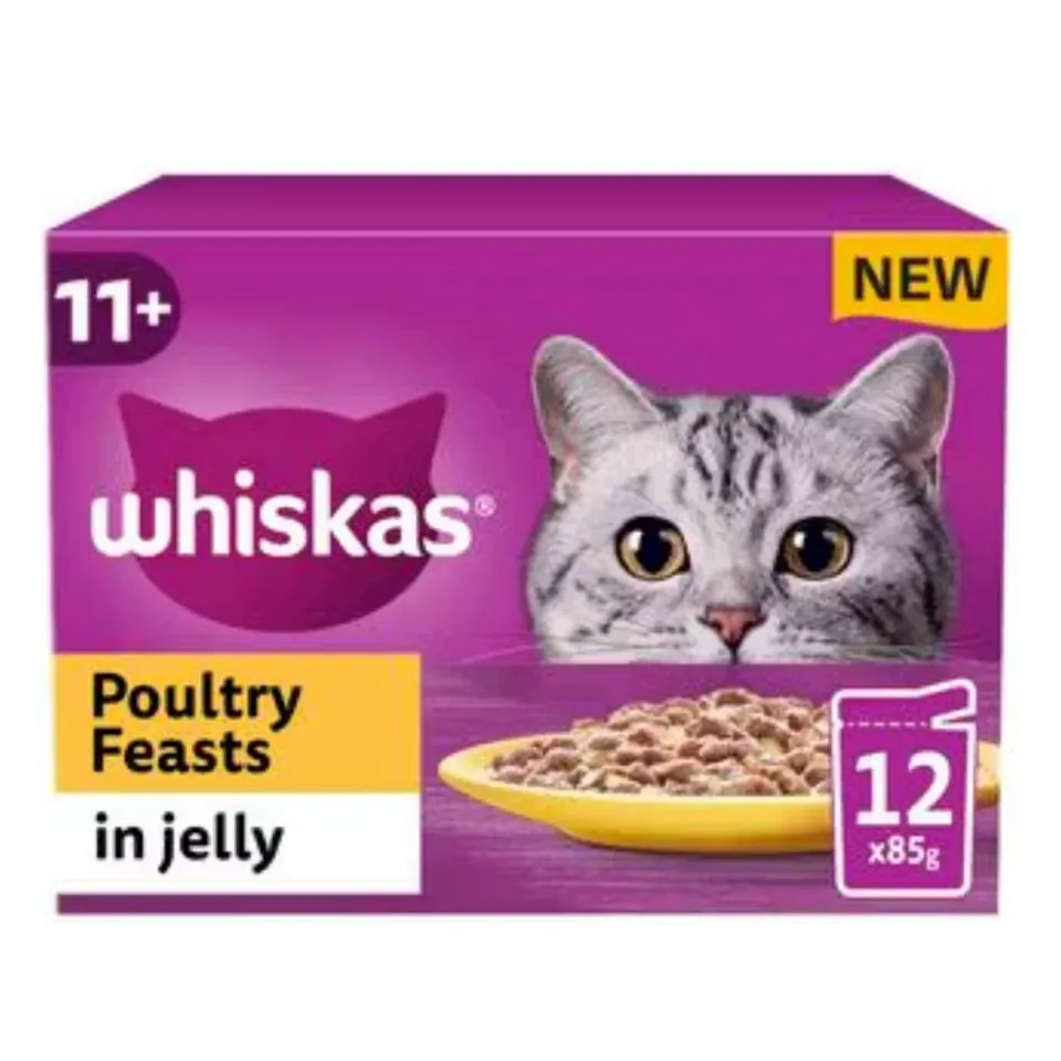 پوچ گربه ویسکاس گوشت پرندگان در ژله پک اورجینال Whiskas 1+ Poultry Feasts in Jelly