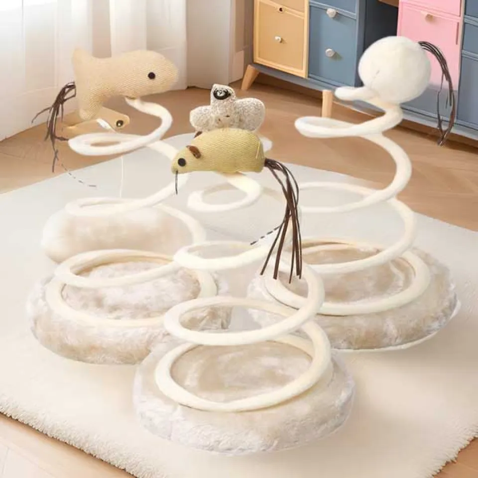 اسباب بازی گربه استند موش فنری Interactive Spring Spiral Cat Toy With Mouse