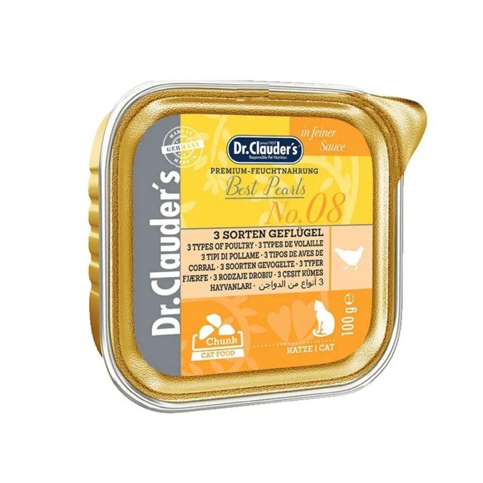 ووم گربه دکتر کلادرز چانک پرندگان   Dr. Clauder's 3 Types of Poultry 100g